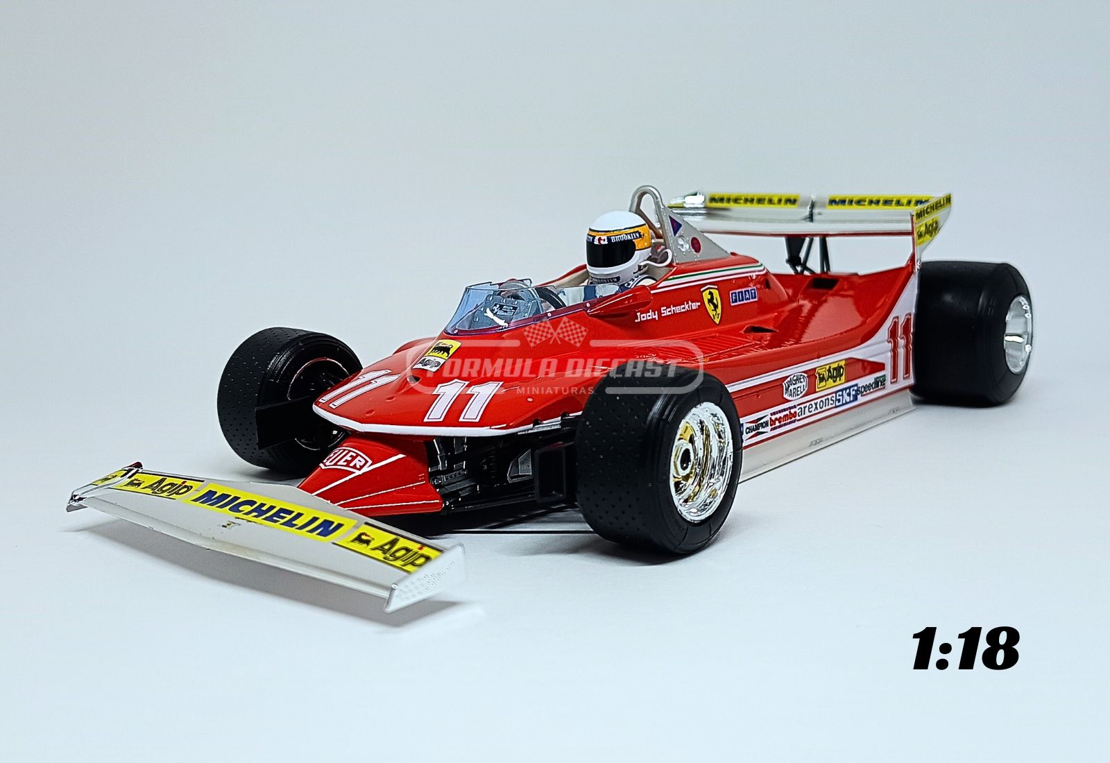 Ferrari 312T4 #11 J. Scheckter – Vencedor GP Mônaco – Campeão Mundial F1 1979 – 1:18 Bburago