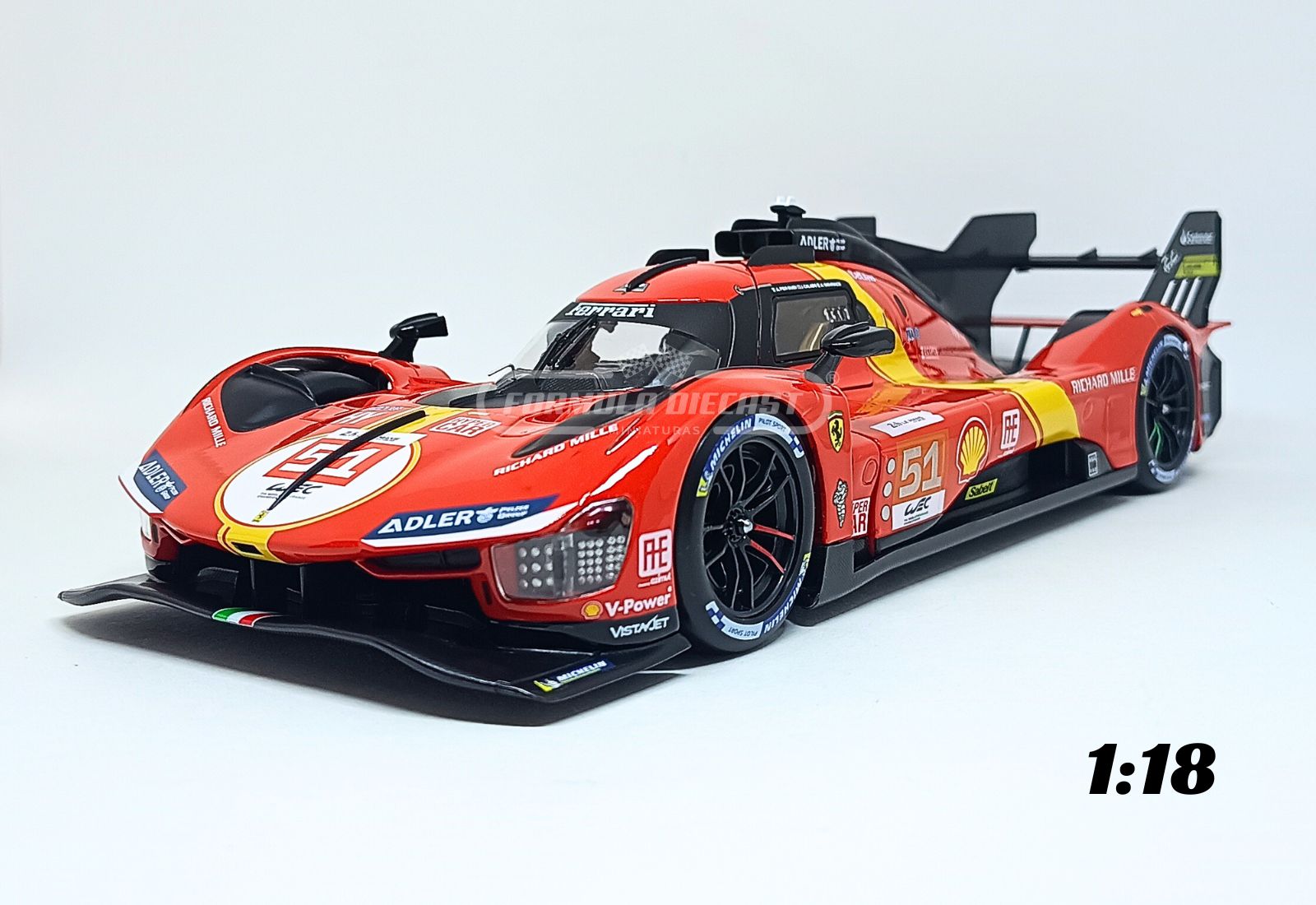 Ferrari 499P #51 A. Pier Guidi/J. Calado/A. Giovinazzi - Vencedor 24h LeMans 2023 - 1:18 Bburago