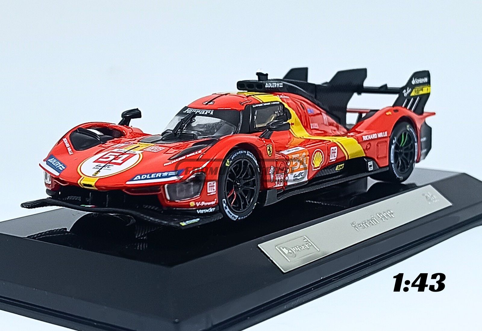 Ferrari 499P #51 A. Pier Guidi/J. Calado/A. Giovinazzi - Vencedor 24h Le Mans 2023 - 1:43 Bburago