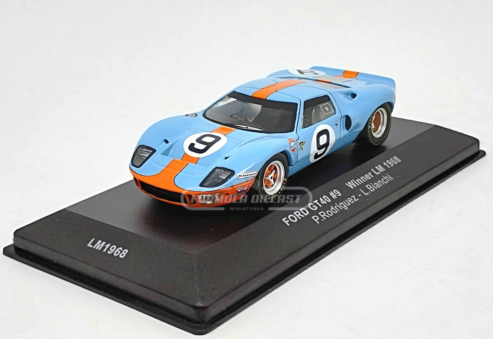 Ford GT40 MK I Gulf #9 Rodriguez/Bianchi - Vencedor 24h Le Mans 1968 - 1:43 IXO