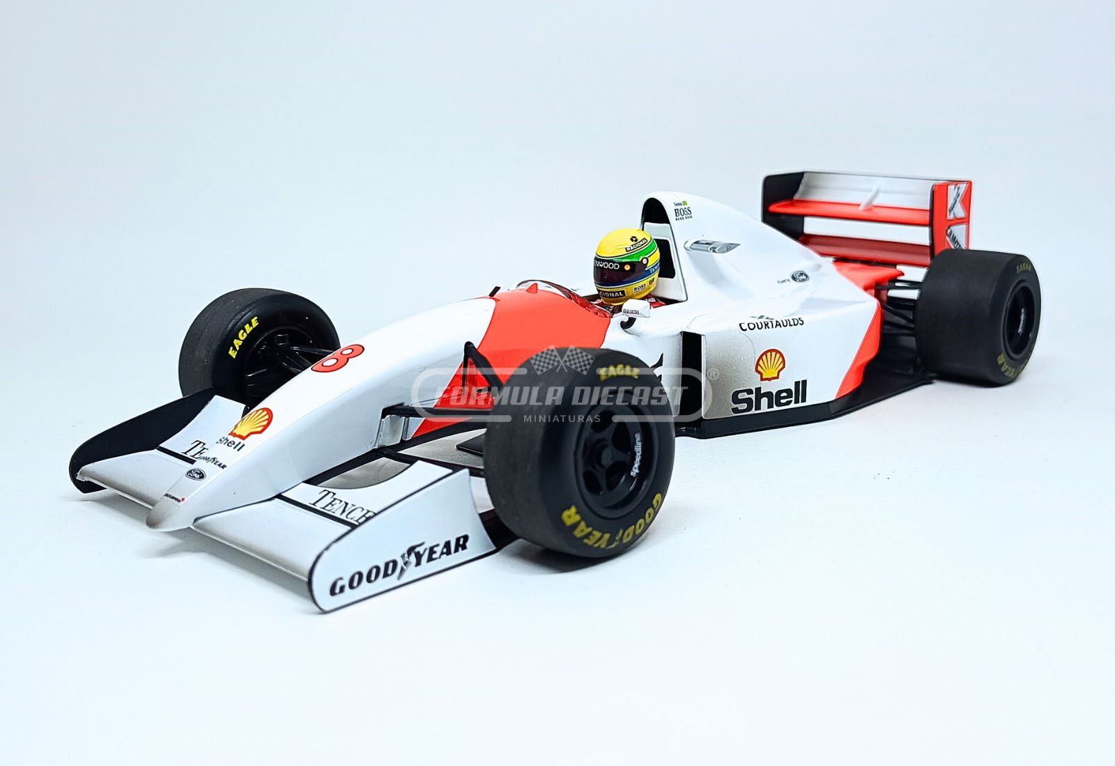 McLaren Honda MP4/8 #8 A. Senna - "Última Vitória" GP Australia F1 1993 (c/ decalques Marlboro) - Ed. Limitada 994 pçs - 1:18 Minichamps
