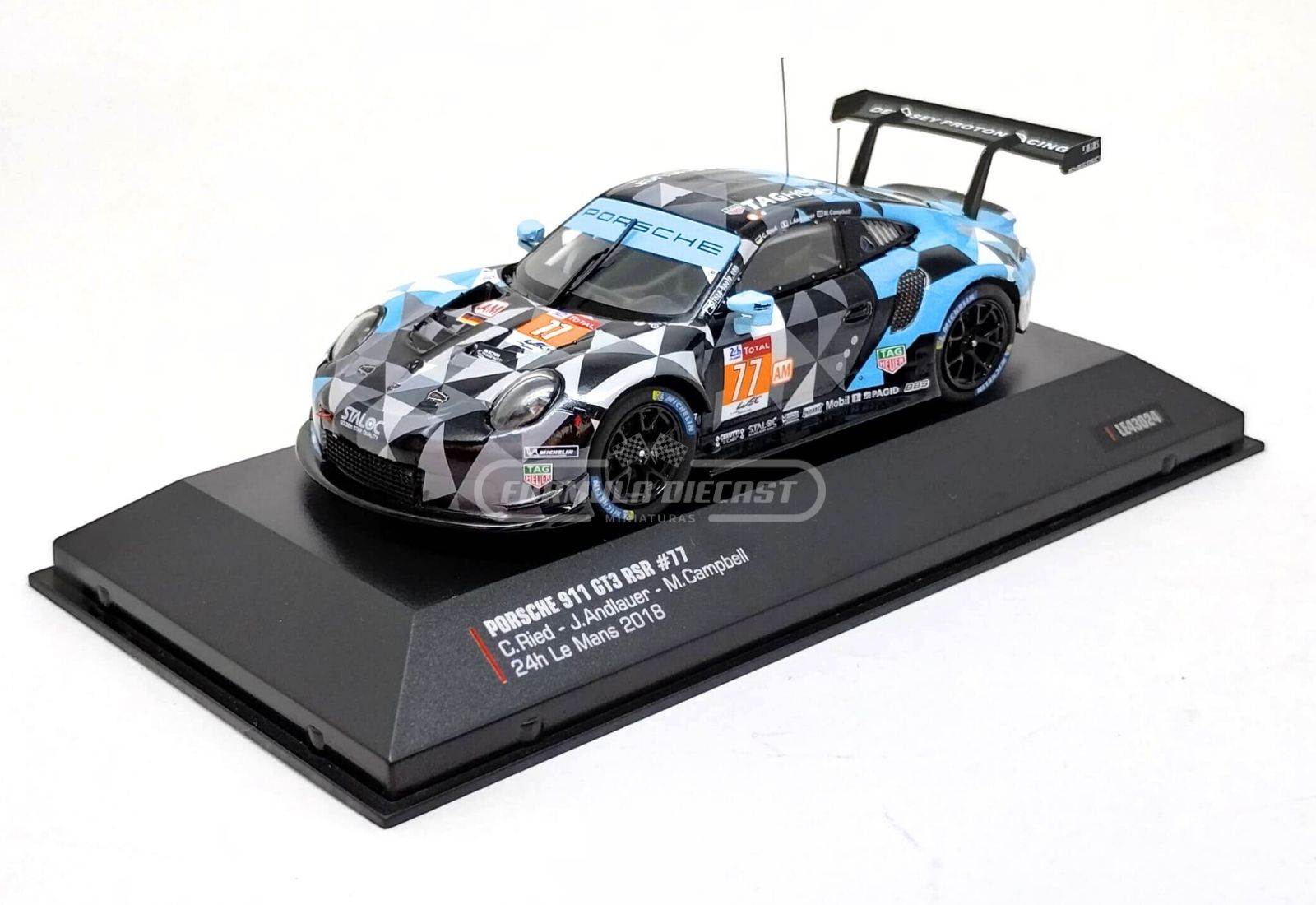 Porsche 911 GT3 RSR (991) #77 Campbell/Ried/Andlauer - Vencedor classe LMGTE-AM 24h Le Mans 2018 - 1:43 IXO